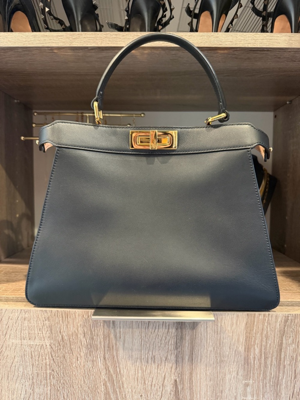 Fendi Black Leather Satchel with Pink Interior and Gold Hardware - New - Picture 6 of 8